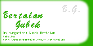 bertalan gubek business card